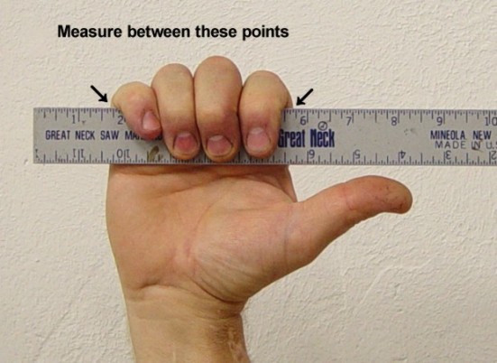 Measuring the hand for the custom knife handle, step two