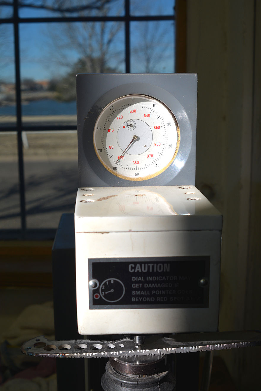 Hardness testing using a Rockwell Hardness Testing apparatus for a CPM154CM knife blade