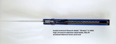 "Stratos" fine linerlock inside edgework, filework details.