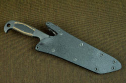 "PJ-CT" sheathed view, locking kydex, aluminum, stainless steel all black sheath