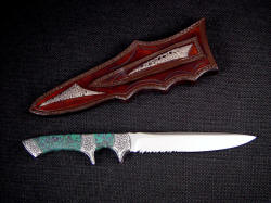 "Patriot" reverse view. Note frog skin inlays on reverse of sheath and in belt loop