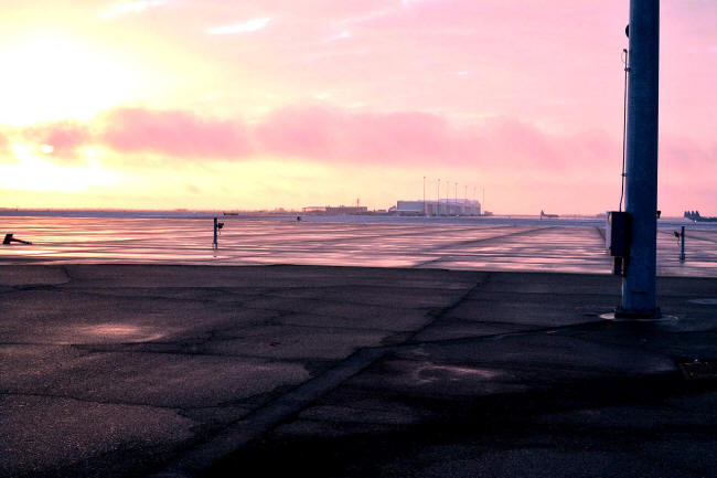 Flight line, early morning after rainy night, Cannon Air Force Base