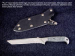 "PJLT" custom made for Smokejumper: bead blasted 440C high chromium stainless steel blade, 304 stainless steel bolsters, canvas micarta handle, waterproof locking kydex, aluminum, stainless steel sheath