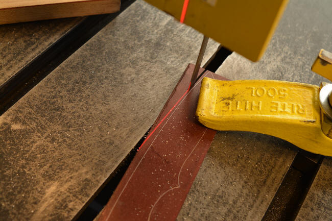 Sawing a knife blade blank from high alloy stainless tool steel